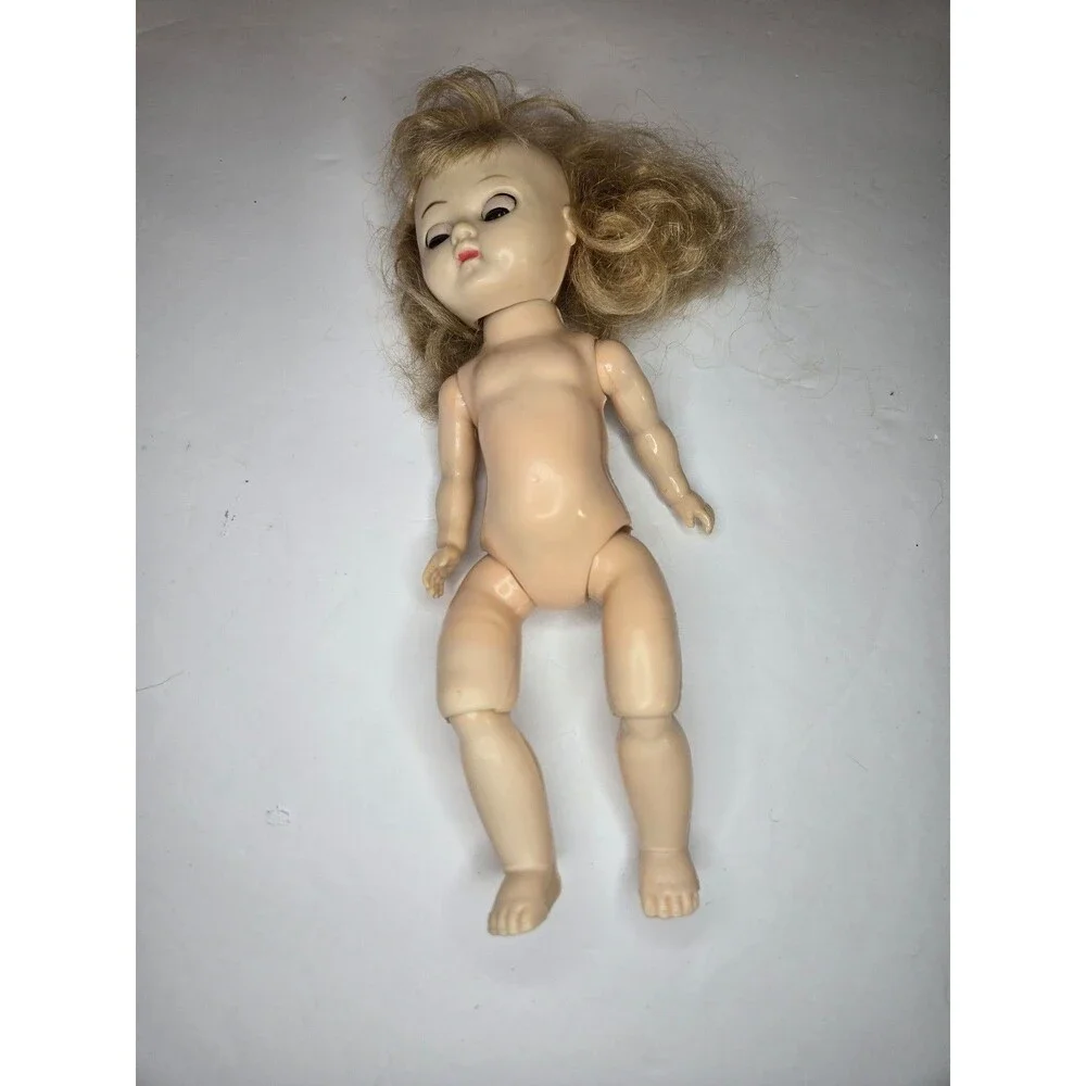 Vintage Plastic Doll Knees Bend Eyes Open and Close Blonde Hair Discoloration